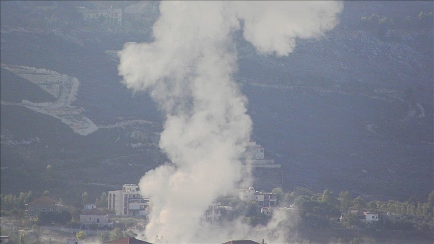 Smoke rises from an Israeli airstrike