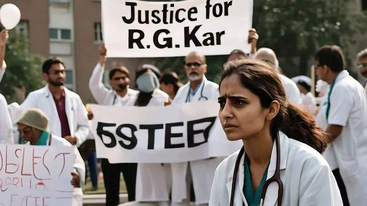 Medics seek swift justice for a trainee doctor at R.G. Kar hospital (photo: @Pri_Chatterbox/X)