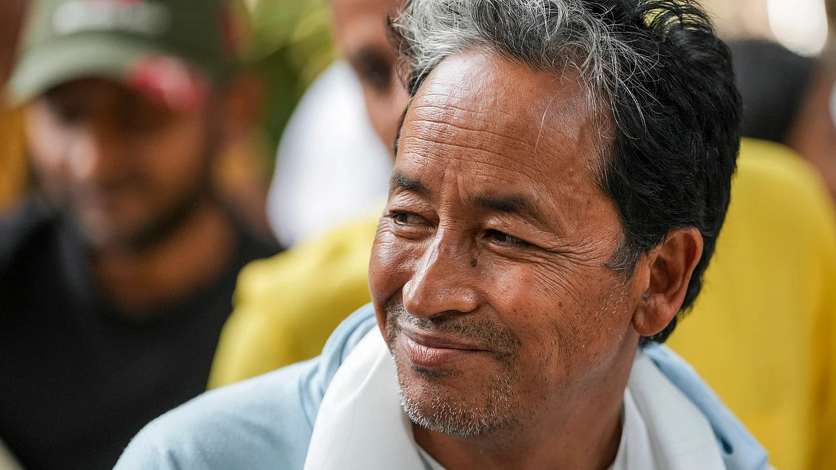 Climate activist Sonam Wangchuk during a protest in New Delhi on 13 October (photo: PTI)
