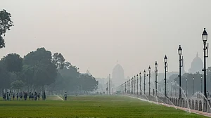 In Lutyens Delhi, sprinklers try to dampen the smog