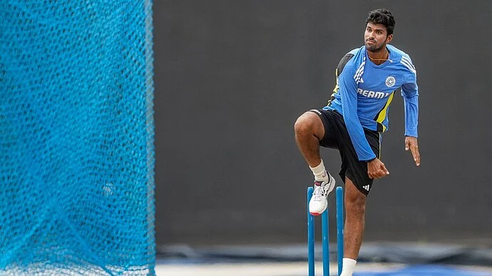 Washington Sundar at the nets