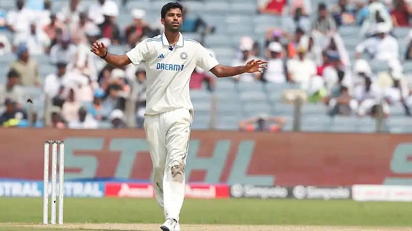 Washington Sundar during his seven-wicket haul in Pune
