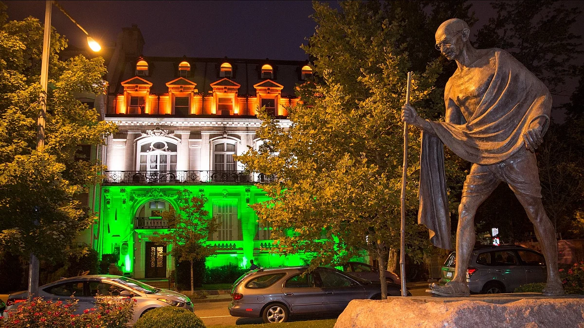 Are Indians confused where they belong? Indian Embassy in USA lit in flag colours (representative image)