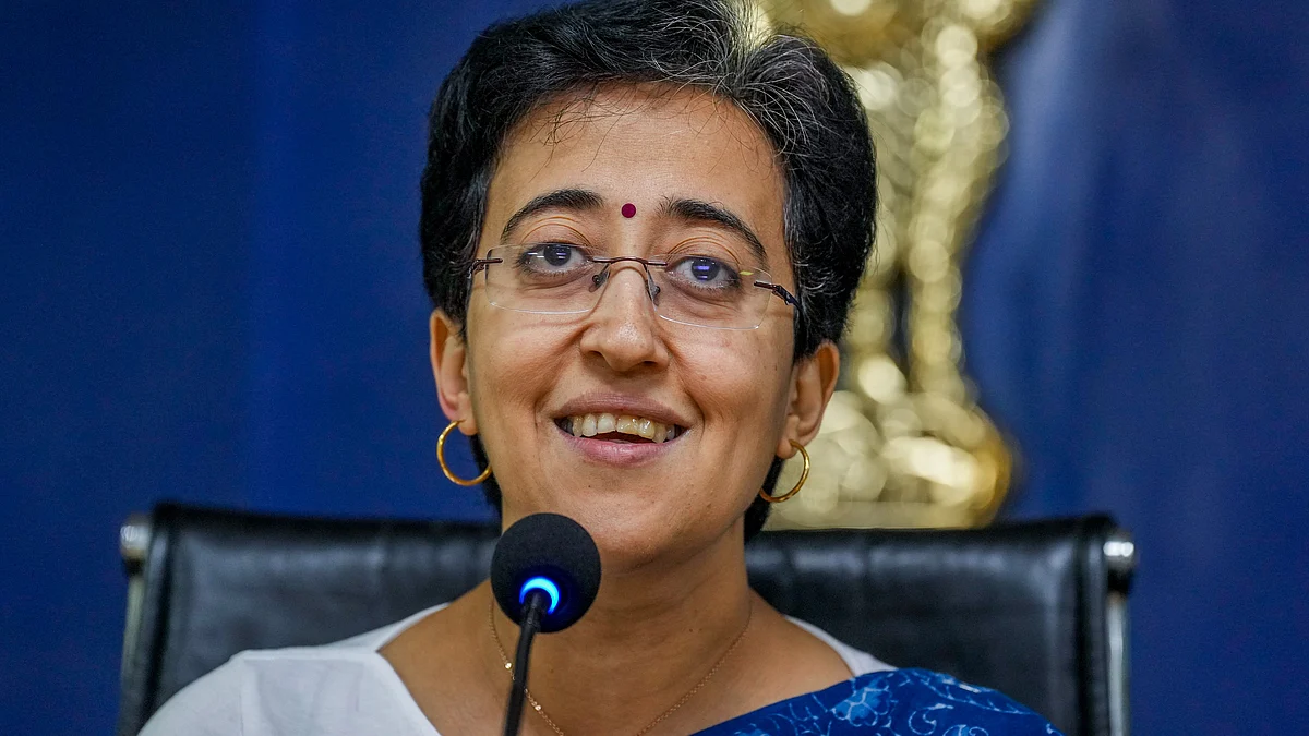 CM Atishi at a press conference in New Delhi on 5 November (photo: PTI)