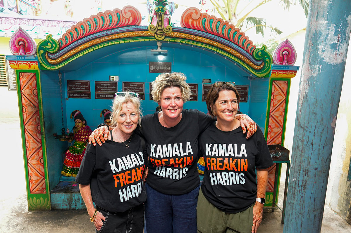 Kamala Harris supporters join the prayers at Thulasendrapuram, her maternal ancestral village