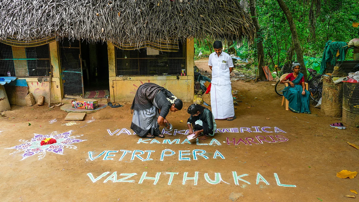 Kolam celebrates Kamala Harris in her ancestral village in India on day of US presidential election