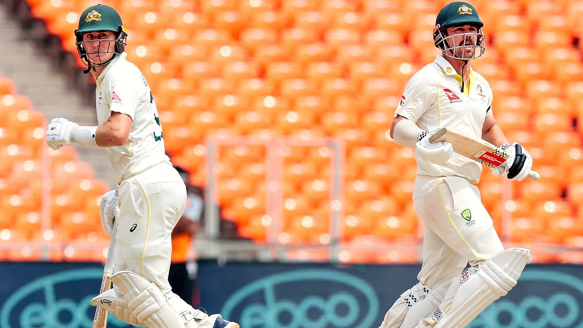 Australia's Marnus Labuschagne and Travis Head in action in Ahmedabad, 2023 (photo: IANS)
