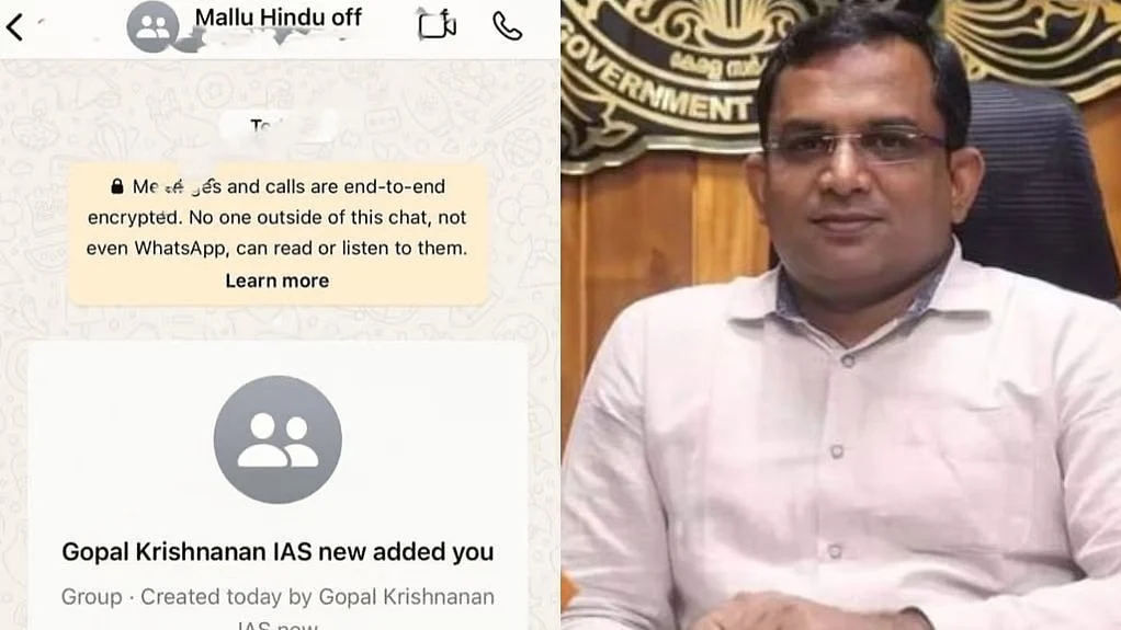 A Kerala IAS officer who allegedly created a 'Mallu Hindu officers' group on WhatsApp