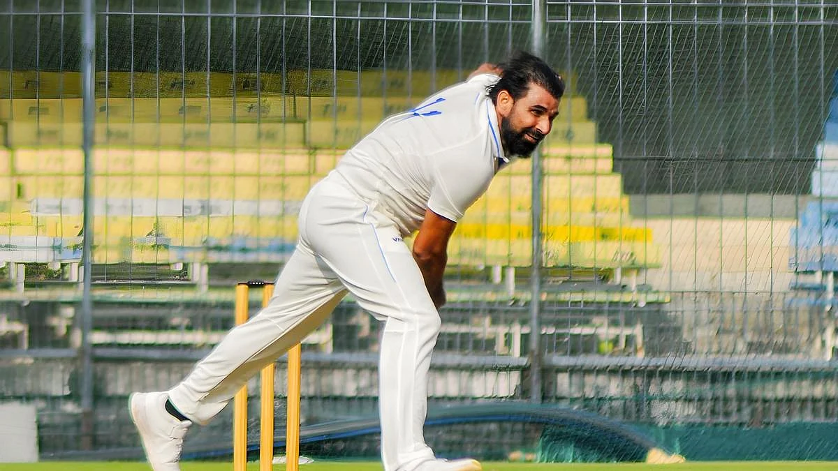 Mohammad Shami in action in a Ranji Trophy game in Indore