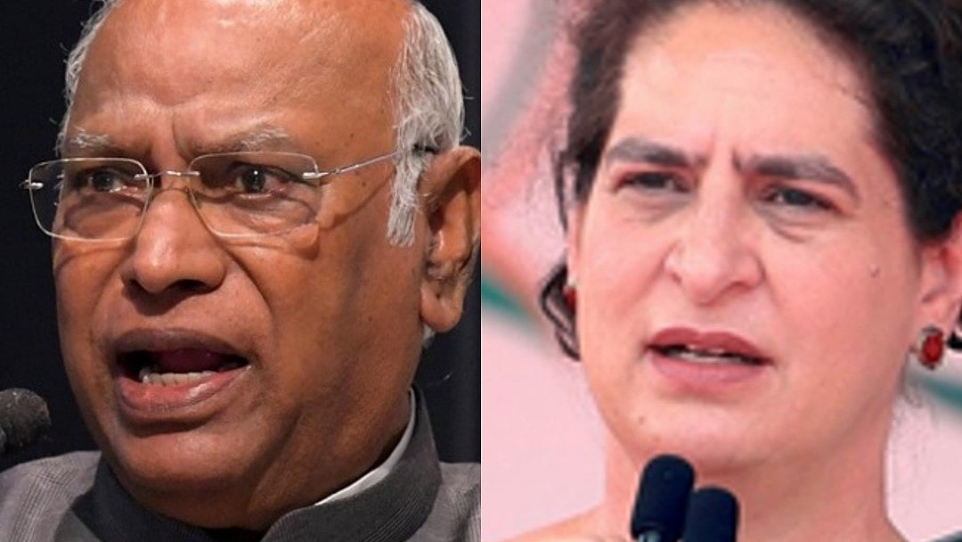 Congress president Mallikarjun Kharge and Priyanka Gandhi (photo: IANS)