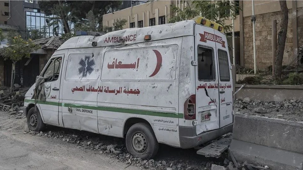 A damaged ambulance in Lebanon (photo: IANS)