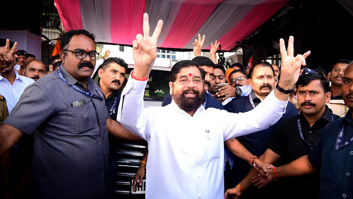 Eknath Shinde celebrates the Maharashtra win (photo: @mieknathshinde/X)