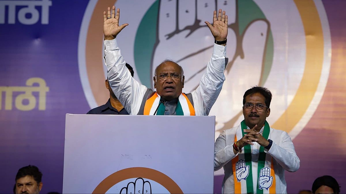 Congress president Mallikarjun Kharge during a party event (photo: @kharge/X)