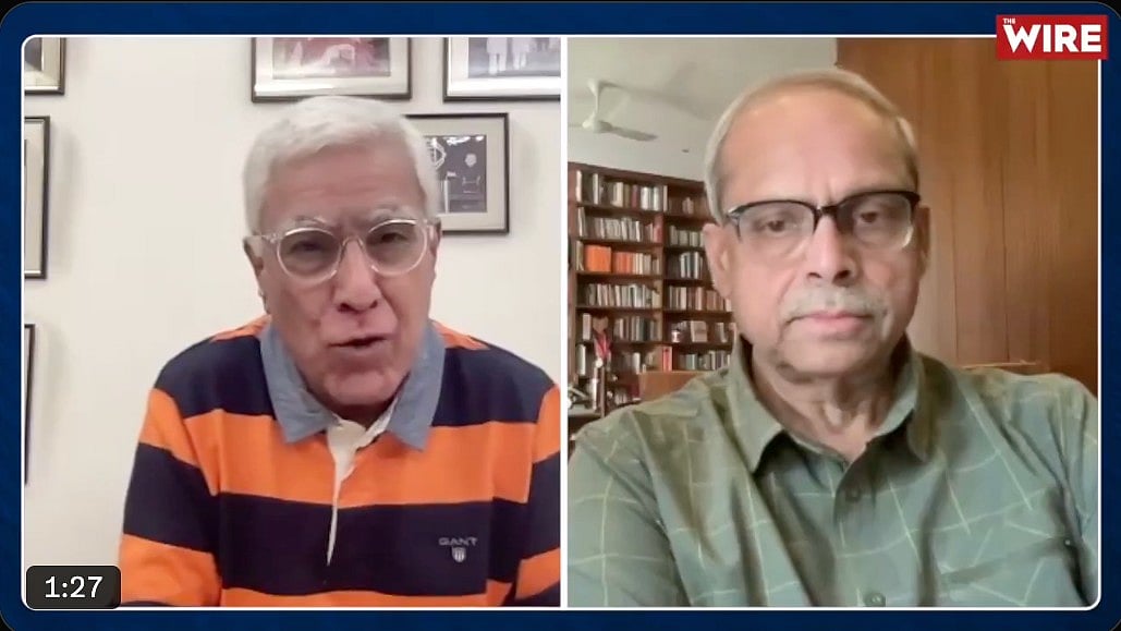 Karan Thapar (left) in conversation with Dr Parakala Prabhakar for the Wire