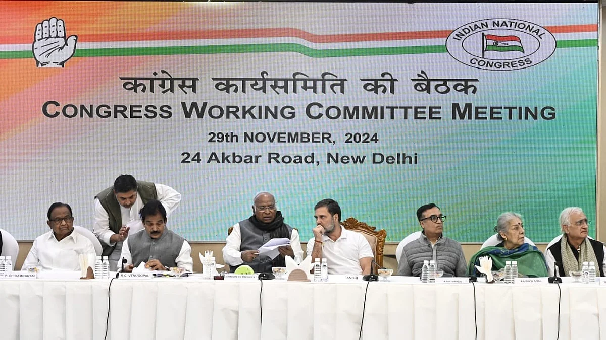 Mallikarjun Kharge, Rahul Gandhi and other leaders of the Congress Working Committee.