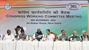 Mallikarjun Kharge, Rahul Gandhi and other leaders of the Congress Working Committee.