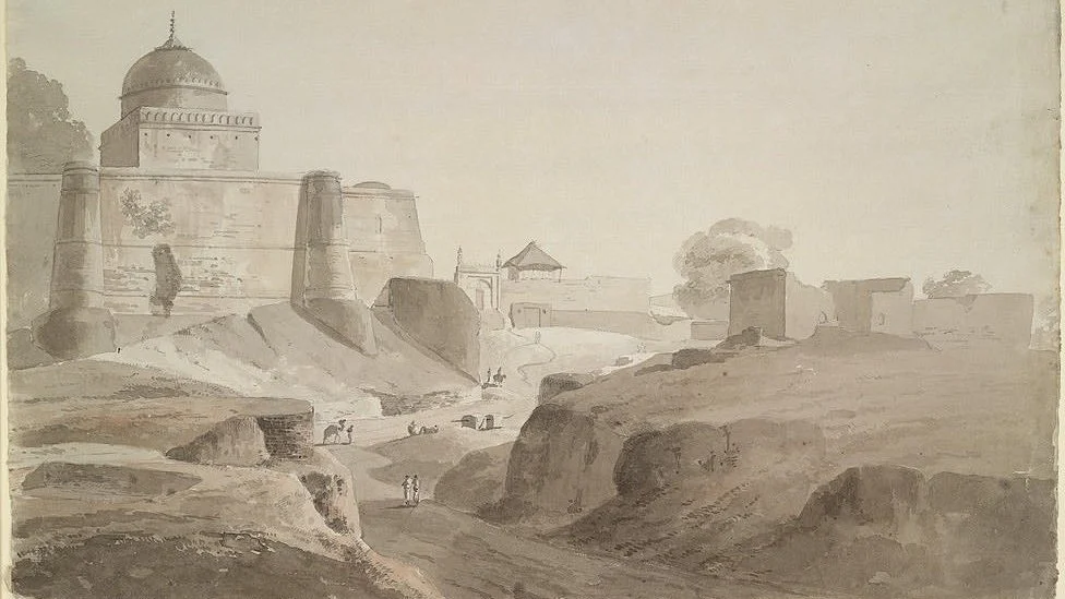 Drawing of Sambhal mosque from 1789 (British Library Asia, Pacific and Africa collections)