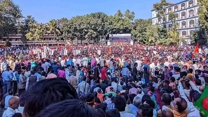 Hindus protest in Rangpur on 22 November (photo: @joydas1844417/X)