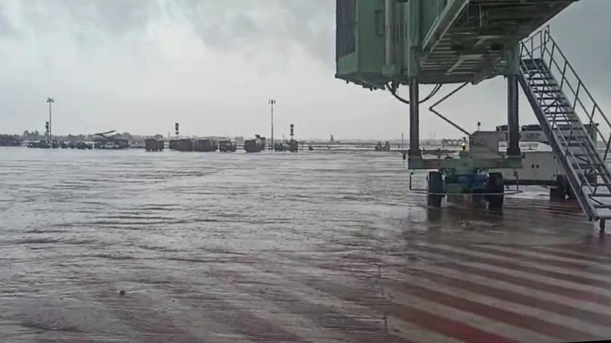 A flooded area of the Chennai airport (Photo: PTI)