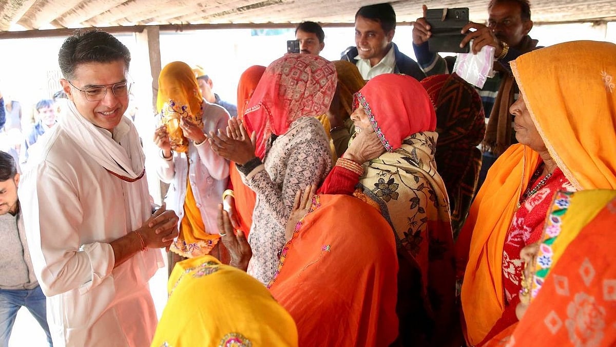 Congress leader Sachin Pilot meets villagers in Tonk on 5 December (photo: @SachinPilot/X)