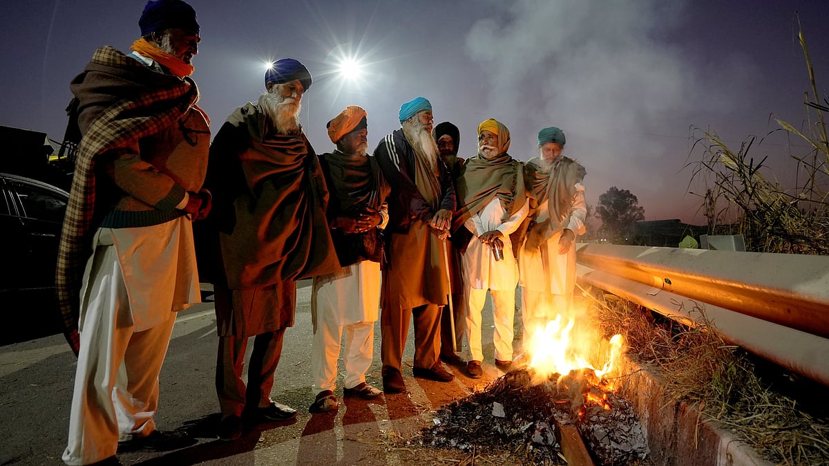 Farmers at Shambhu border in Patiala on 6 December (photo: PTI)