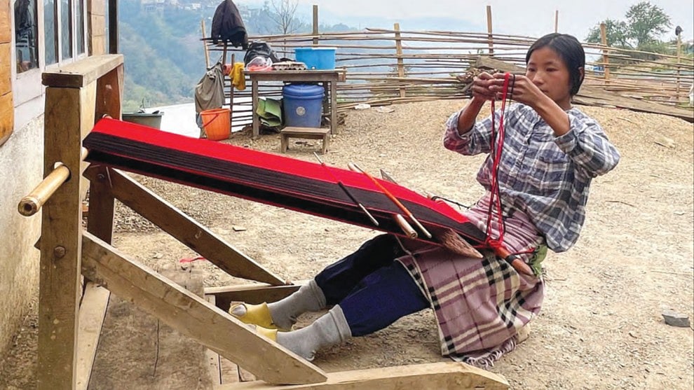 Vehüsülü weaves a pattern on a shawl of the Angami tribe (Photos: Moalemba Jamir)