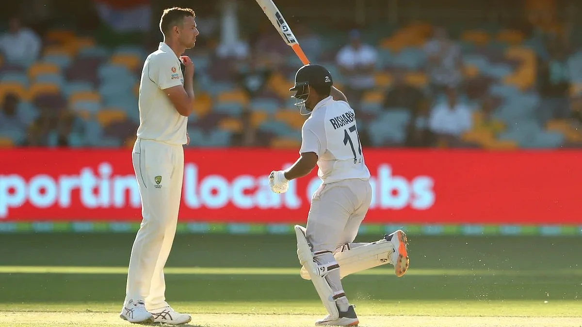 Rishabh Pant celebrates as India complete historic chase in Brisbane in 2021 (photo: Getty Images)