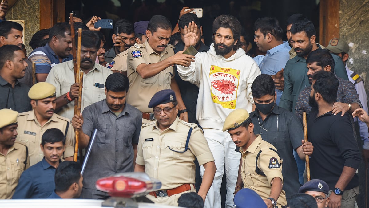 File photo of Allu Arjun leaving hospital after a medical check-up following 