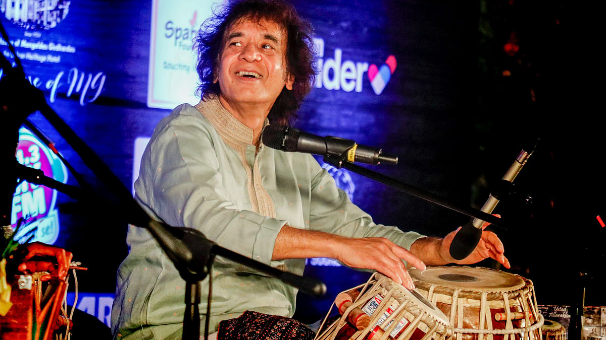 Ustad Zakir Hussain performs in Ahmedabad in 2019 (photo: PTI)