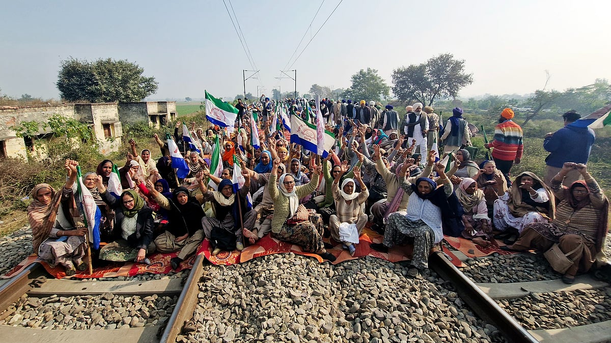 A section of 'rail roko' protestors