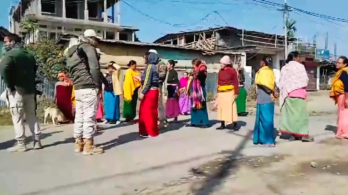 Women stage a protest in Imphal (photo: PTI)