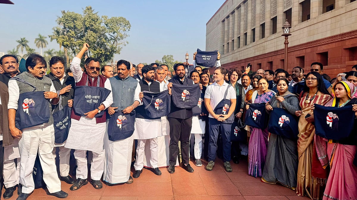 Congress MPs protesting in Parliament during the recent winter session