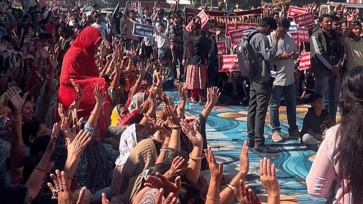 People protest in Dhar district on 3 January (photo: IANS)