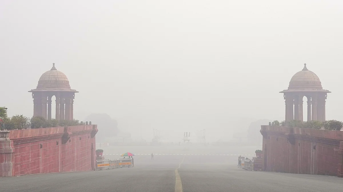 Dense fog at Raisina Hill, New Delhi, on Saturday, 4 Jan 2025 (Photo: PTI)