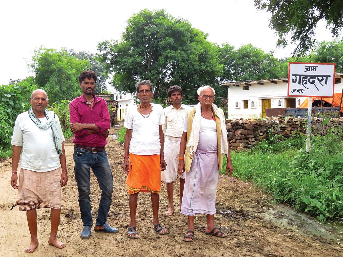 From left: Paramalal, Sudama Prasad, Sharad Prasad, Birendra Pathak and 
Swami Prasad Parohar of Gahdara village say they have no idea when the full and final settlement will come