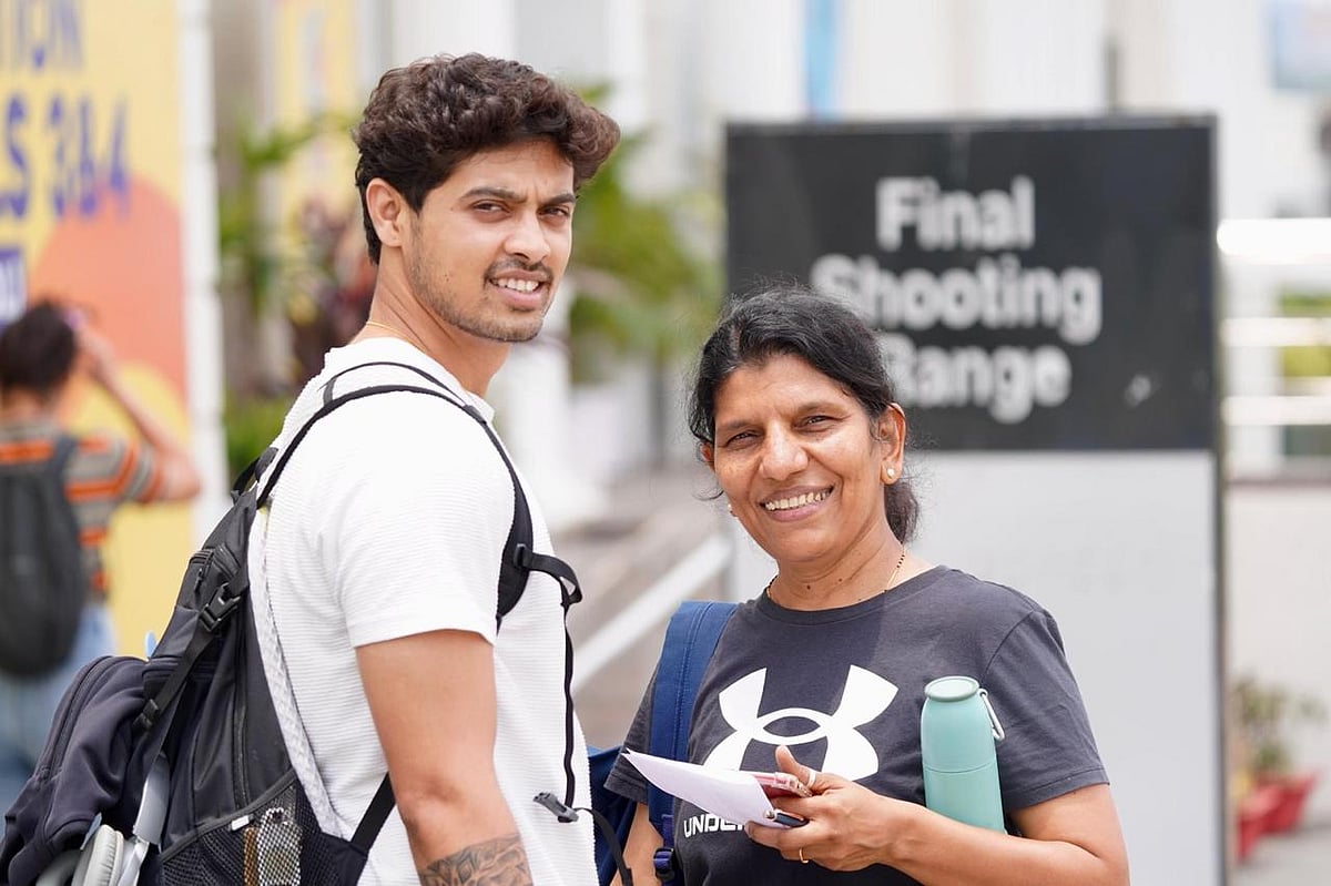 Swapnil Kusale, a bronze medallist in Paris, with Deepali