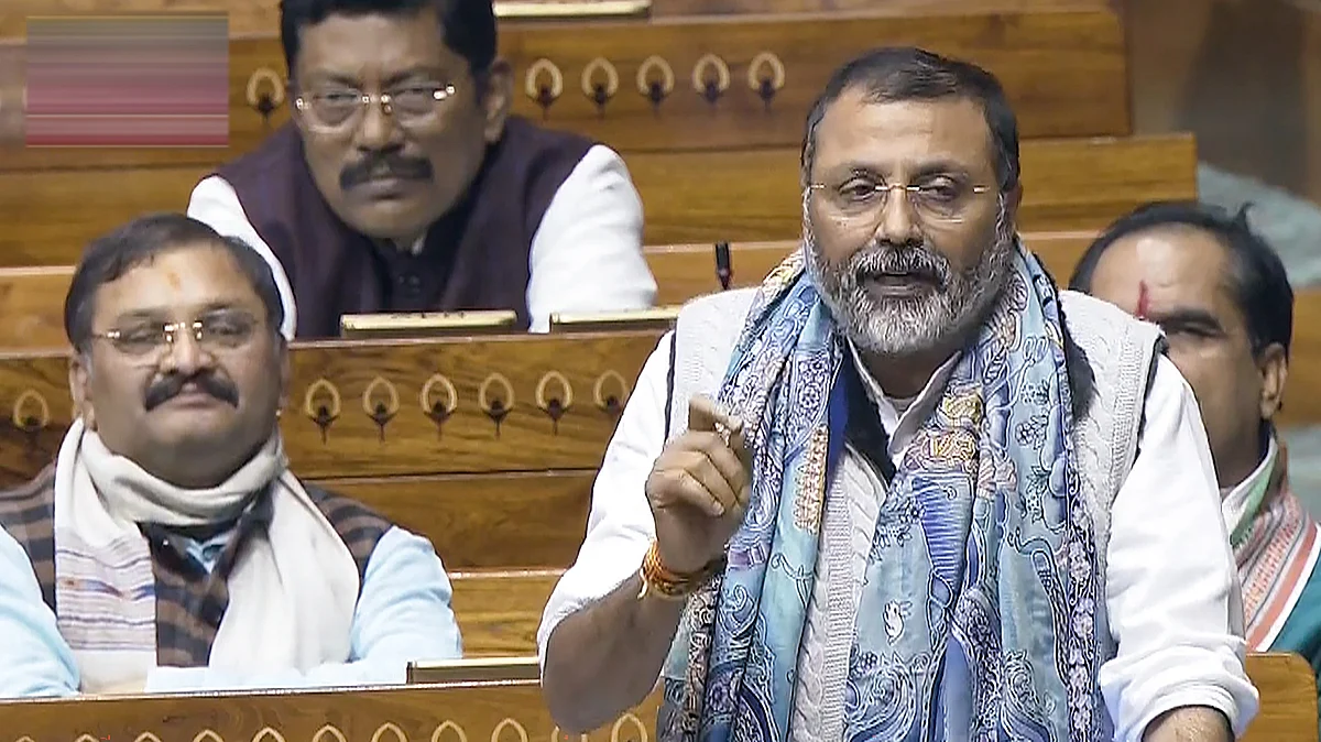 BJP MP Nishikant Dubey speaks in the Lok Sabha