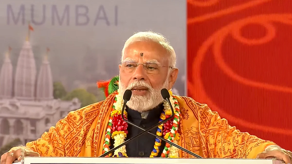 PM Modi at an ISKCON temple opening in Mumbai (photo: PTI)