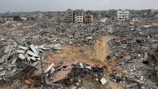 Screengrab of a video showing destroyed Rafah