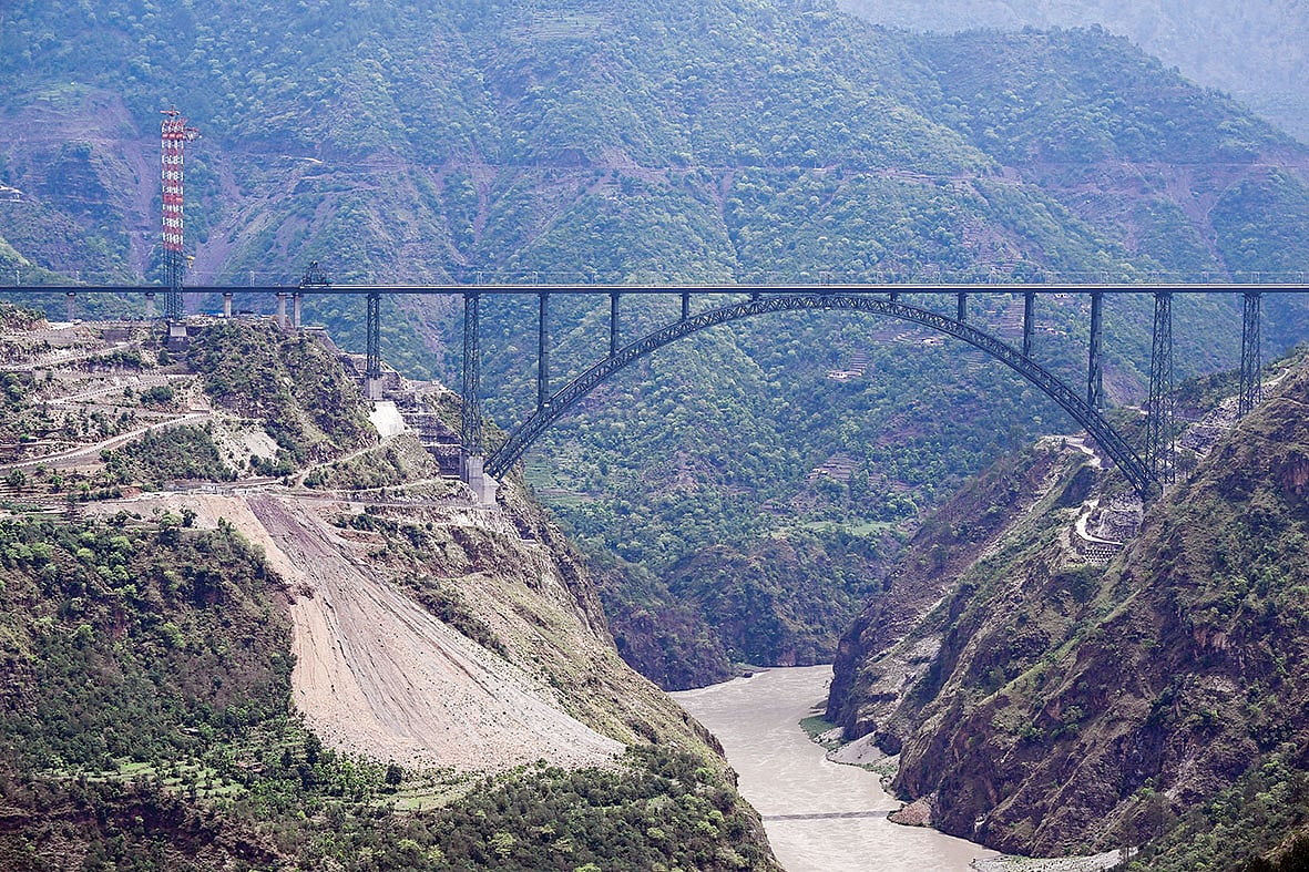 The 359-metre-high Chenab bridge in J&K’s Reasi alone accounted for over Rs 14,000 crore in the Rs 40,000-crore Kashmir rail link project