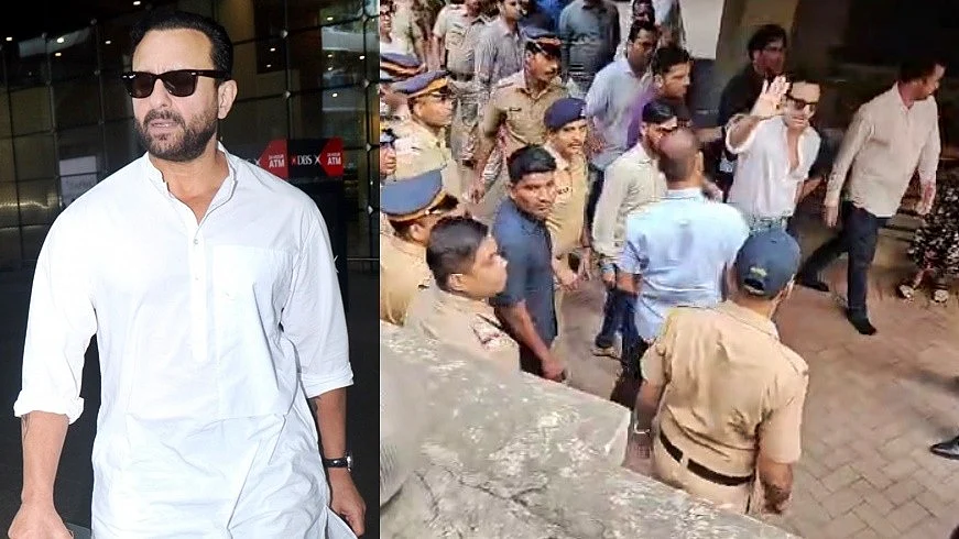 Saif Ali Khan walks towards his home after getting discharged from hospital 