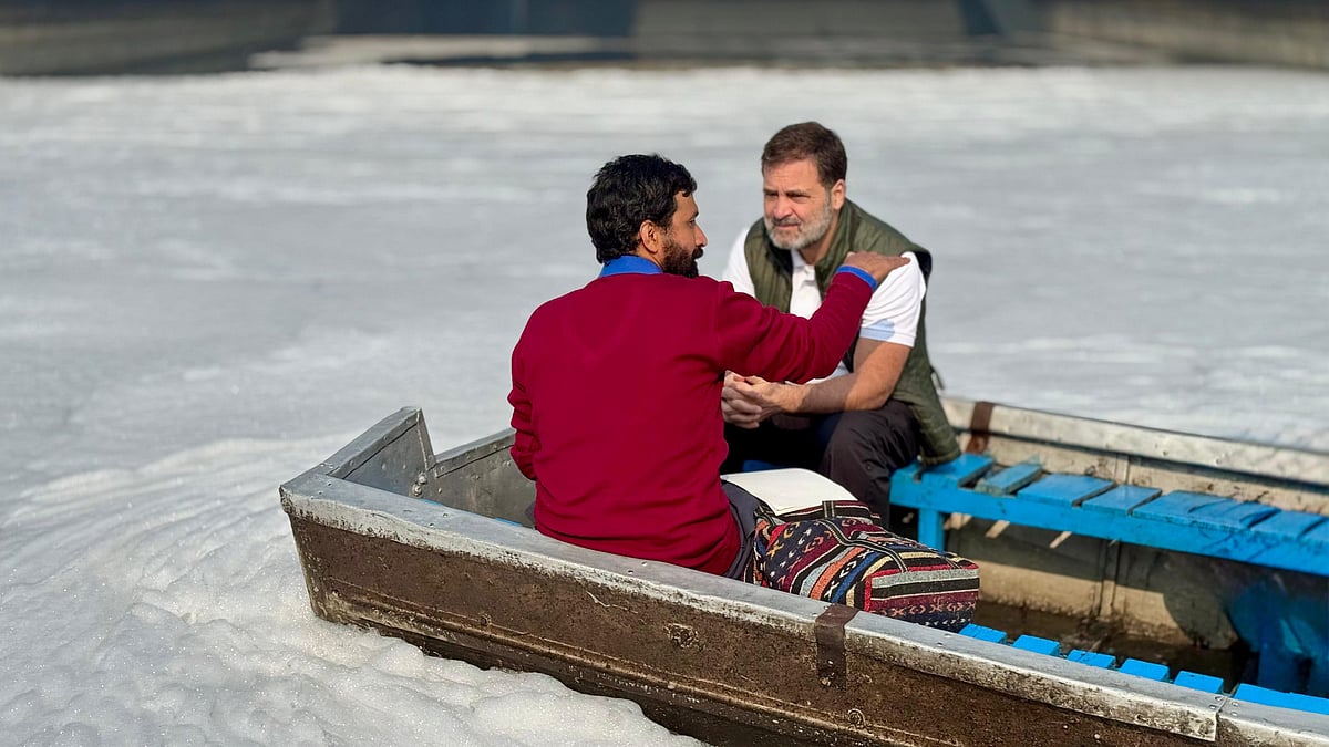 Rahul Gandhi during his visit at the Yamuna river in New Delhi on 30 January (photo: PTI)