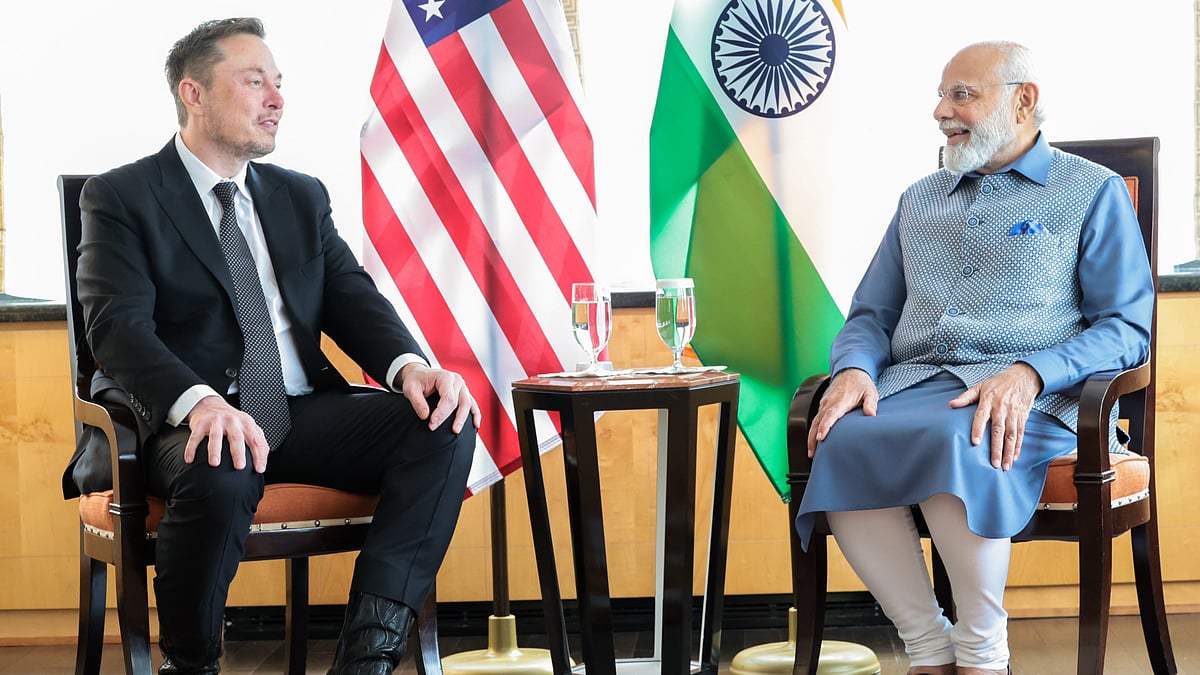 Elon Musk with Narendra Modi in the US in 2023 (photo: @narendramodi/X)
