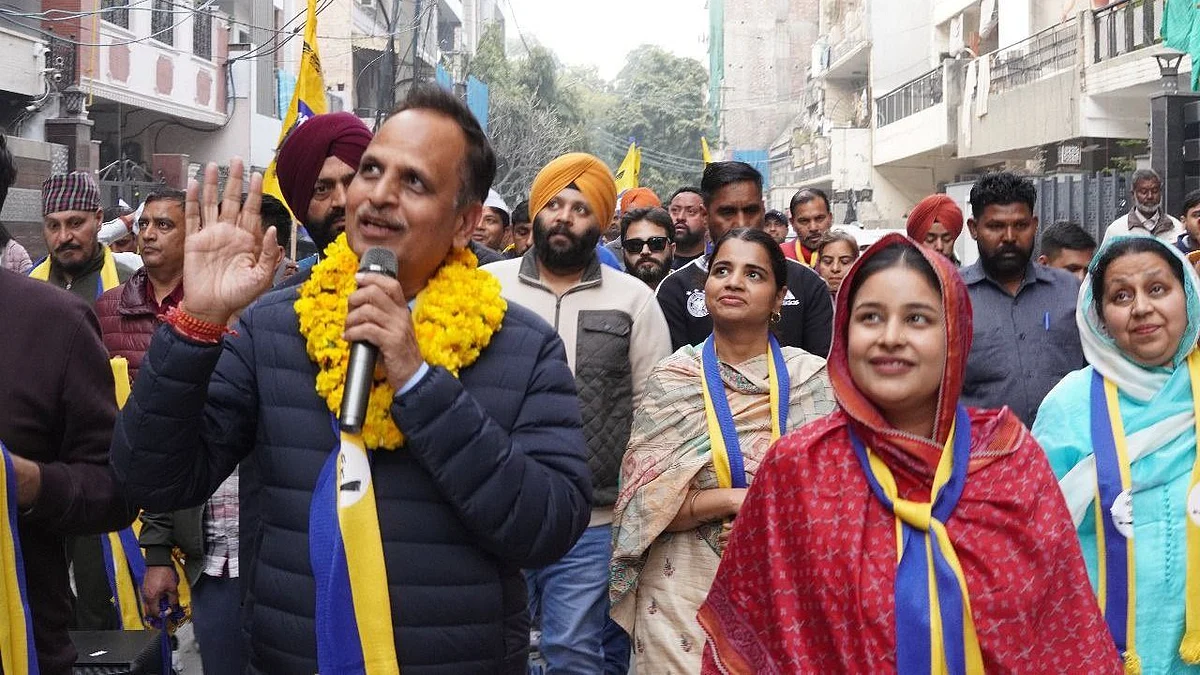 Former AAP minister Satyendar Jain during the 2025 Delhi assembly election campaign
