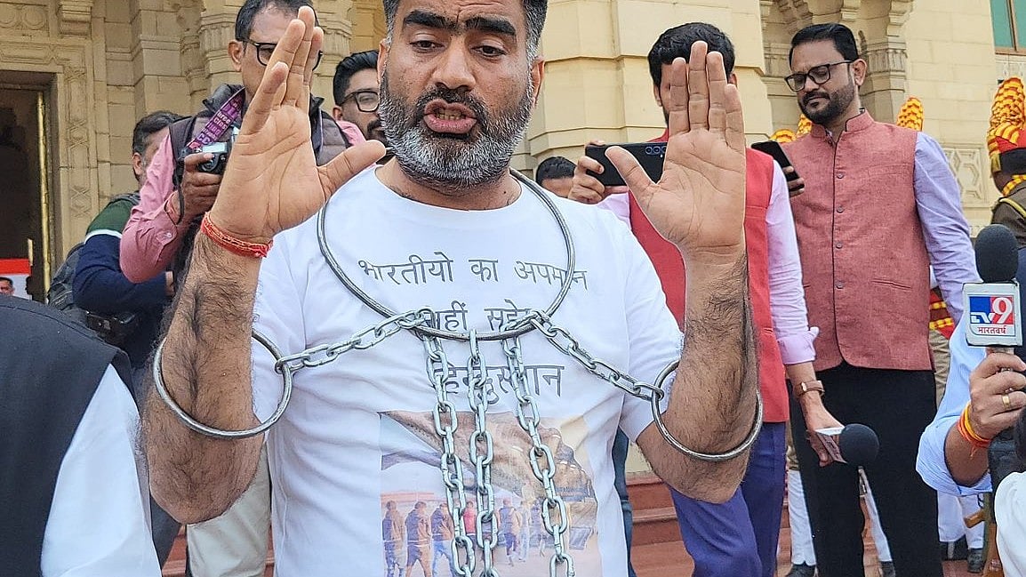 Uttar Pradesh: SP MLA Atul Pradhan shackled up for state assembly session