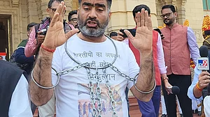 Uttar Pradesh: SP MLA Atul Pradhan shackled up for state assembly session