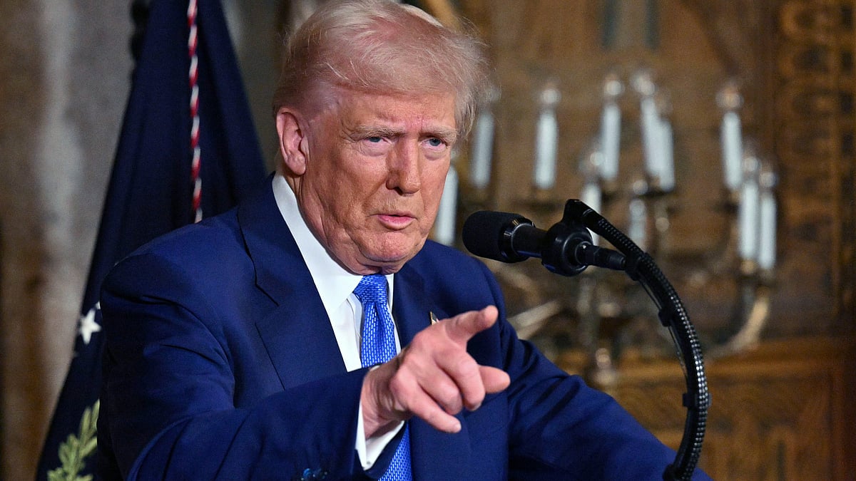 President Donald Trump speaks at Mar-a-Lago in Palm Beach on 18 February (photo: PTI)