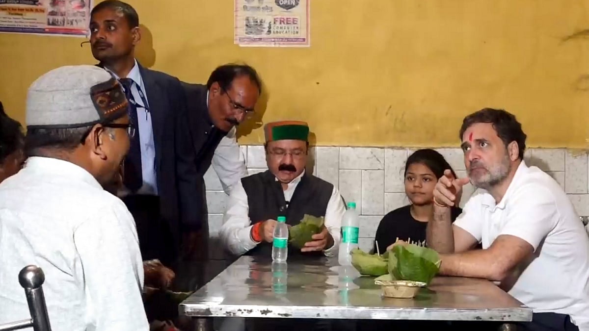 Rahul Gandhi interacts with locals in Rae Bareli on 20 February (photo: PTI)