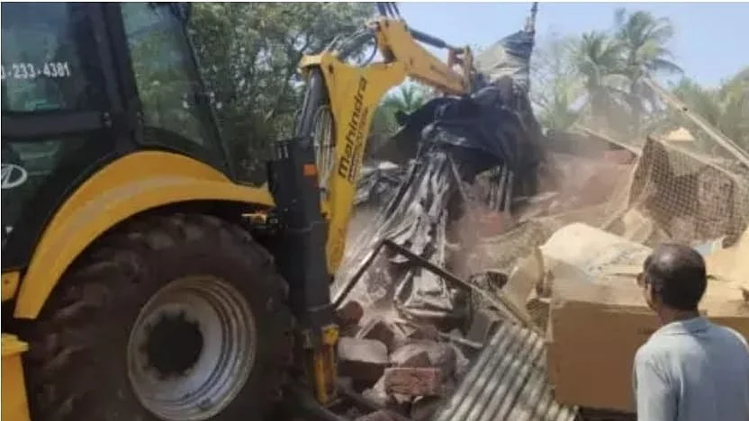 The scrap shop being demolished in Malvan, Maharashstra (photo courtesy: Nilesh Rane)