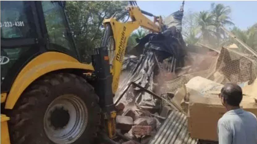 The scrap shop being demolished in Malvan, Maharashstra (photo courtesy: Nilesh Rane)